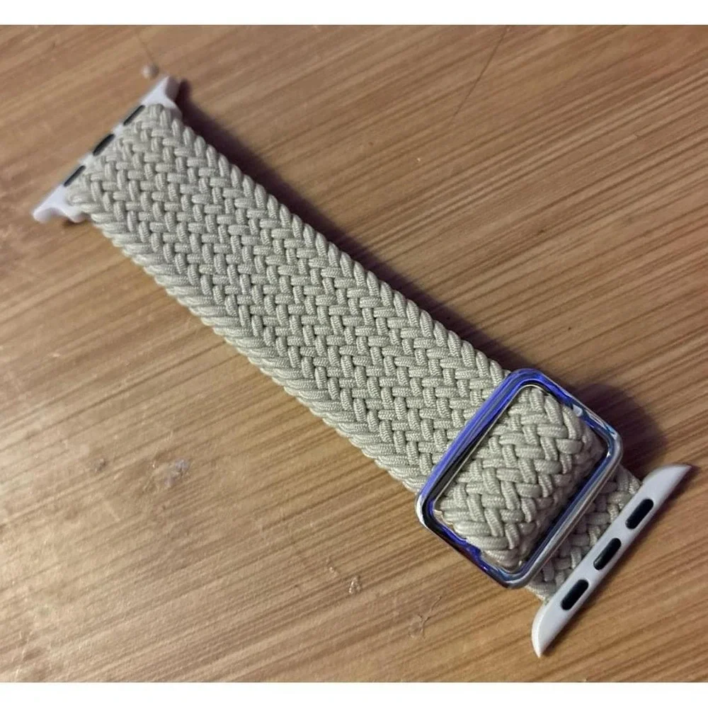 NEW Beige Braided Stretch Solo Loop Band for Apple Watch 42mm/44mm/45mm